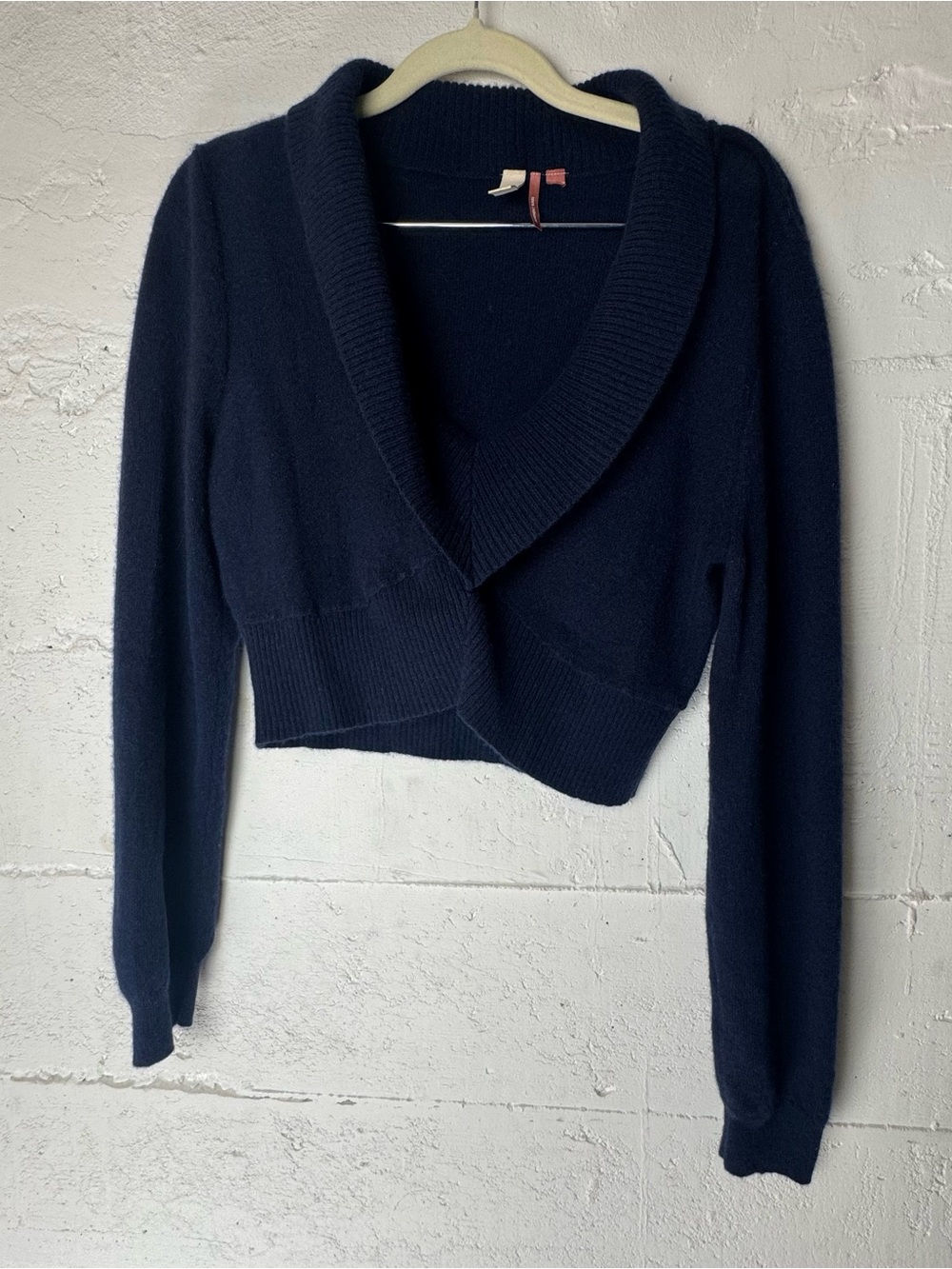 Anthropologie Pilcro Cashmere Shrug Sweater Navy Shawl Collar Cropped Sweater S